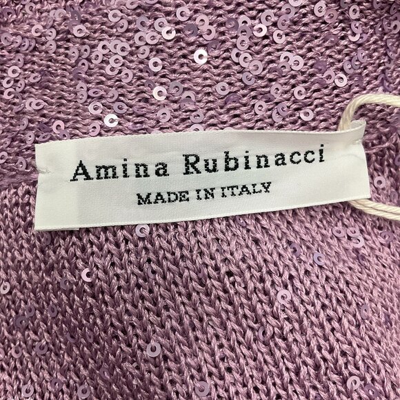 Amina Rubinacci Lilac Sequined Silk Knit Cardigan Sweater - Picture 4 of 6